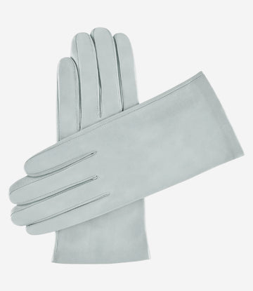 Sofia (ash grey) - Italian lambskin leather gloves with silk lining