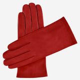 Sofia (dark red) - Italian lambskin leather gloves with silk lining
