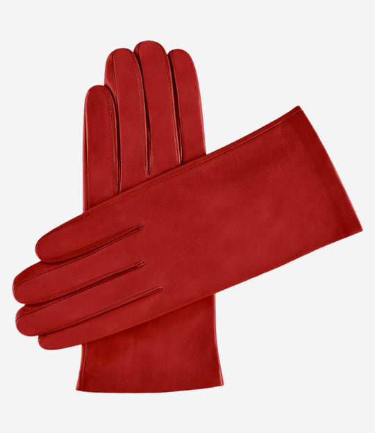 Sofia (dark red) - Italian lambskin leather gloves with silk lining