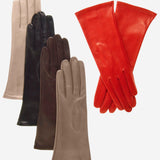 FS01W4 (cognac) - Italian "4 Button Length" Silk Lined Leather Gloves