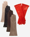 FS01W4 (black) - Italian 4-button length silk lined leather gloves