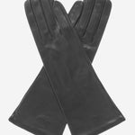 FS01W4 (black) - Italian "4 Button Length" Silk Lined Leather Gloves - Leather Gloves Online - Luxury Leather Gloves - 1