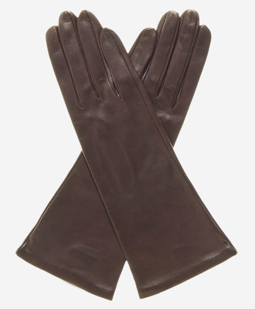 FS01W4 (brown) - Italian "4 Button Length" Silk Lined Leather Gloves - Leather Gloves Online - Luxury Leather Gloves - 2