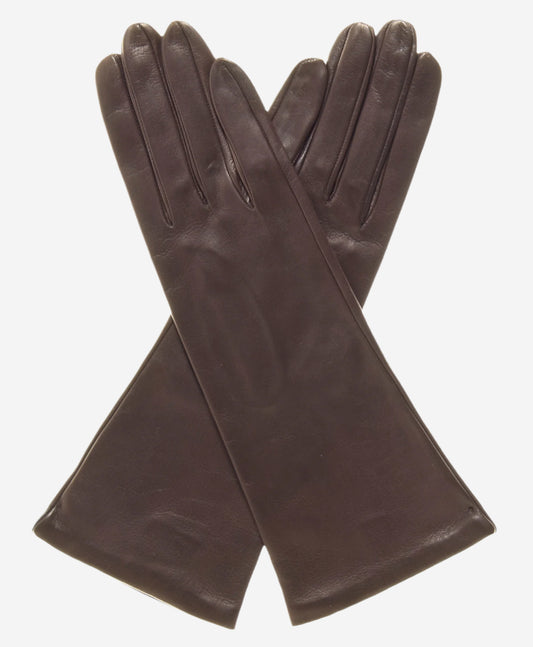 FS01W4 (brown) - Italian "4 Button Length" Silk Lined Leather Gloves - Leather Gloves Online - Luxury Leather Gloves - 2