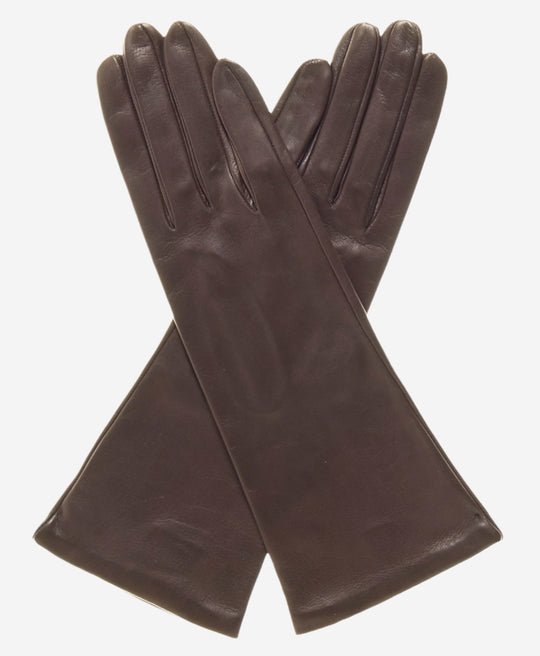 FS01W4 (brown) - Italian "4 Button Length" Silk Lined Leather Gloves
