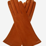 FS01W4 (cognac) - Italian "4 Button Length" Silk Lined Leather Gloves - Leather Gloves Online - Luxury Leather Gloves - 1