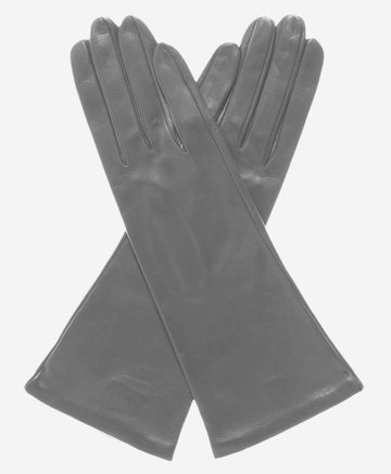 FS01W4 (grey) - Italian "4 Button Length" Silk Lined Leather Gloves  - Leather Gloves Online - Luxury Leather Gloves - 1