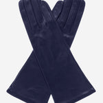 FS01W4 (navy) - Italian "4 Button Length" Silk Lined Leather Gloves - Leather Gloves Online - Luxury Leather Gloves - 1