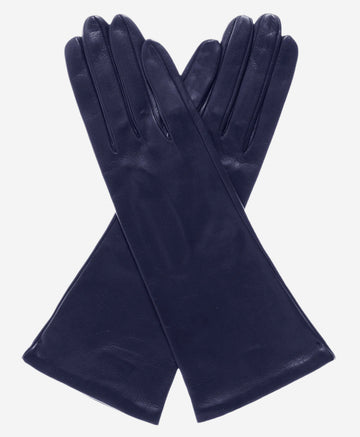 FS01W4 (navy) - Italian "4 Button Length" Silk Lined Leather Gloves - Leather Gloves Online - Luxury Leather Gloves - 1
