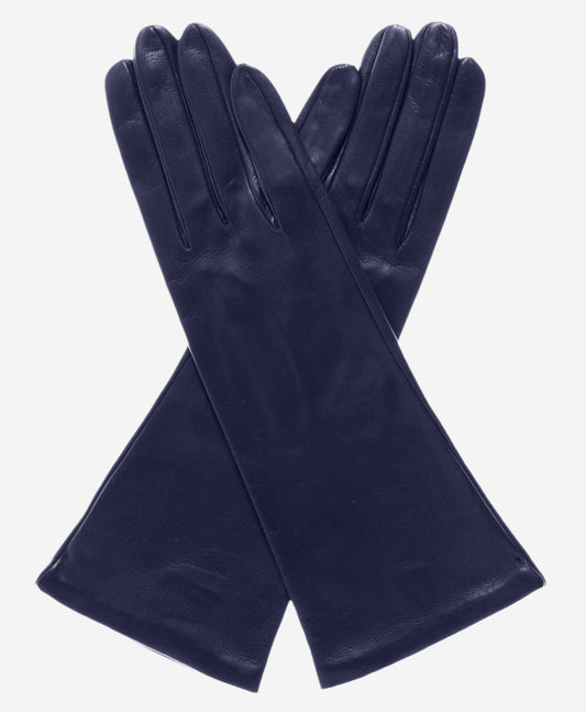 FS01W4 (navy) - Italian "4 Button Length" Silk Lined Leather Gloves - Leather Gloves Online - Luxury Leather Gloves - 1
