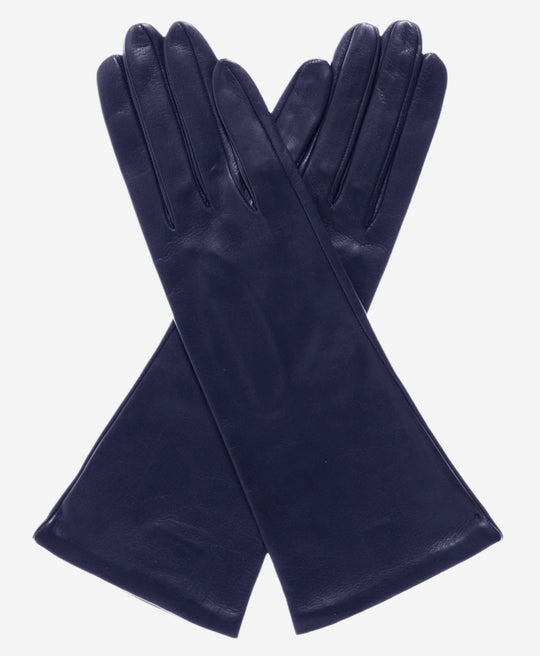 FS01W4 (navy) - Italian "4 Button Length" Silk Lined Leather Gloves