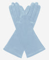 FS01W4 (sky) - Italian 4-button length silk lined leather gloves