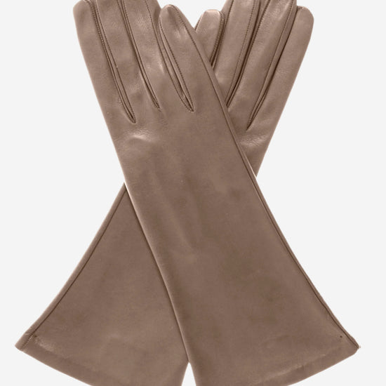 FS01W4 (taupe) - Italian "4 Button Length" Silk Lined Leather Gloves - Leather Gloves Online - Luxury Leather Gloves - 1
