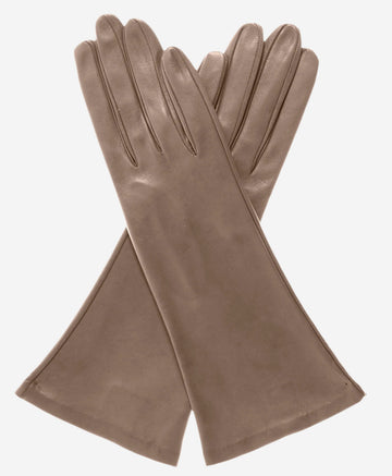 FS01W4 (taupe) - Italian "4 Button Length" Silk Lined Leather Gloves - Leather Gloves Online - Luxury Leather Gloves - 1