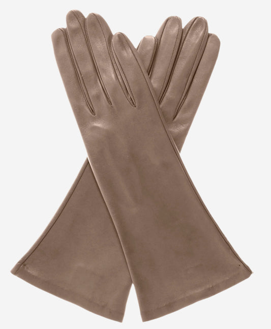 FS01W4 (taupe) - Italian "4 Button Length" Silk Lined Leather Gloves - Leather Gloves Online - Luxury Leather Gloves - 1