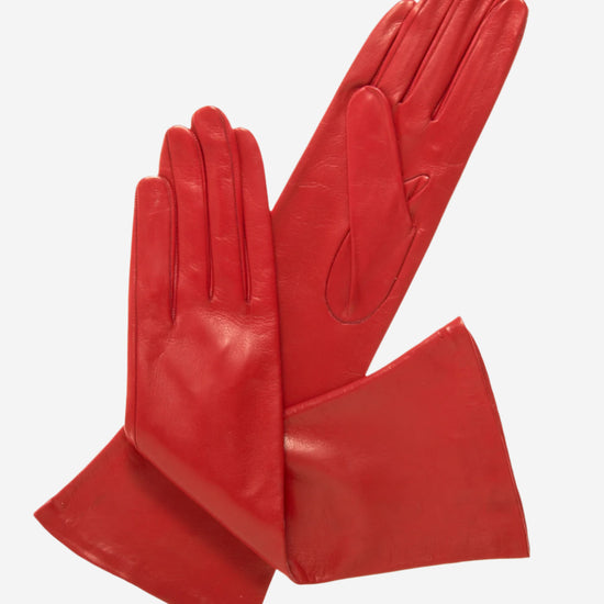 Elena (red) - Italian silk lined 6-button length leather opera gloves - Leather Gloves Online - Luxury Leather Gloves - 2