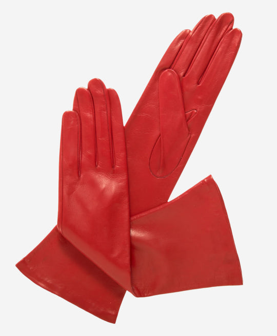 Elena (red) - Italian silk lined 6-button length leather opera gloves
