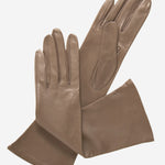 Elena (taupe) - Italian silk lined 6-button length leather opera gloves - Leather Gloves Online - Luxury Leather Gloves - 1