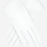 FS02 (white) - Women's Italian Silk Lined Leather Gloves with Curved Hem