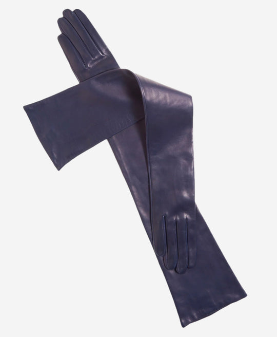 FS15W16 (hblue) - Italian Silk Lined Opera Leather Gloves - 16-Button Length