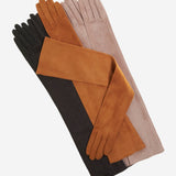 FS15W16SUEDE (black) - Italian Silk Lined Suede Opera Gloves - 16-Button Length