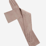 FS15W16SUEDE (taupe) - Italian Silk Lined Suede Opera Gloves - 16-Button Length