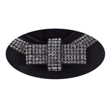 FS4321 (black) - Women's Italian Silk Lined Leather Gloves with Swarovski Crystal Bow