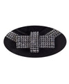 FS4321 (black) - Women's Italian silk lined leather gloves with Swarovski crystal bow
