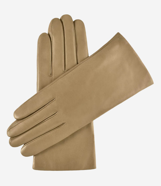 Isabella (beige) - Italian lambskin leather gloves with cashmere lining