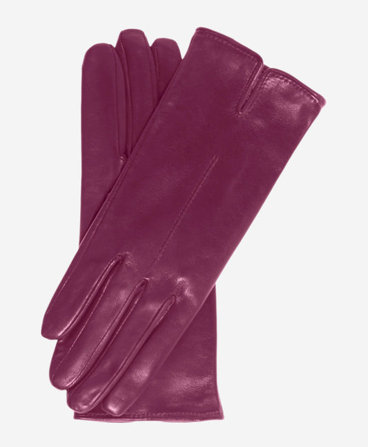 Margherita (eggplant) - Italian lambskin leather gloves with cashmere lining