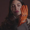 Alessa (orange) - Classic Italian lambskin leather driving gloves