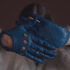 Alessa (blue) - Classic Italian lambskin leather driving gloves