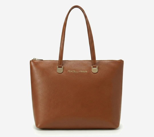 Simona (cognac) - Italian calf leather women's shoulder bag