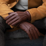 Lorenzo (brown) - Italian gloves made of American deerskin leather with cashmere lining - Leather Gloves Online - Luxury Leather Gloves - 7