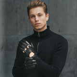 Mario (black) - Italian lambskin leather driving gloves - Leather Gloves Online - Luxury Leather Gloves - 6