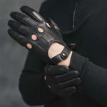 Mario (black) - Italian lambskin leather driving gloves - Leather Gloves Online - Luxury Leather Gloves - 7