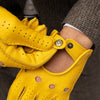 Leonardo (yellow) - Italian driving gloves made of American deerskin leather - Leather Gloves Online - Luxury Leather Gloves - 7