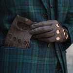 Mario (dark brown) - Italian lambskin leather driving gloves - Leather Gloves Online - Luxury Leather Gloves - 5