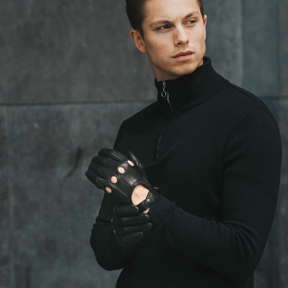 Classic Black Driving Gloves - Handmade in Italy – Premium Leather Gloves – Leather Gloves Online® -  8