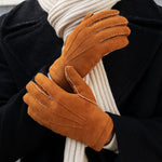 Tommaso - Italian suede leather gloves with luxurious natural sheep fur lining - Leather Gloves Online - Luxury Leather Gloves -  8