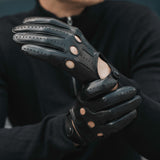 Mario (black) - Italian lambskin leather driving gloves - Leather Gloves Online - Luxury Leather Gloves - 9
