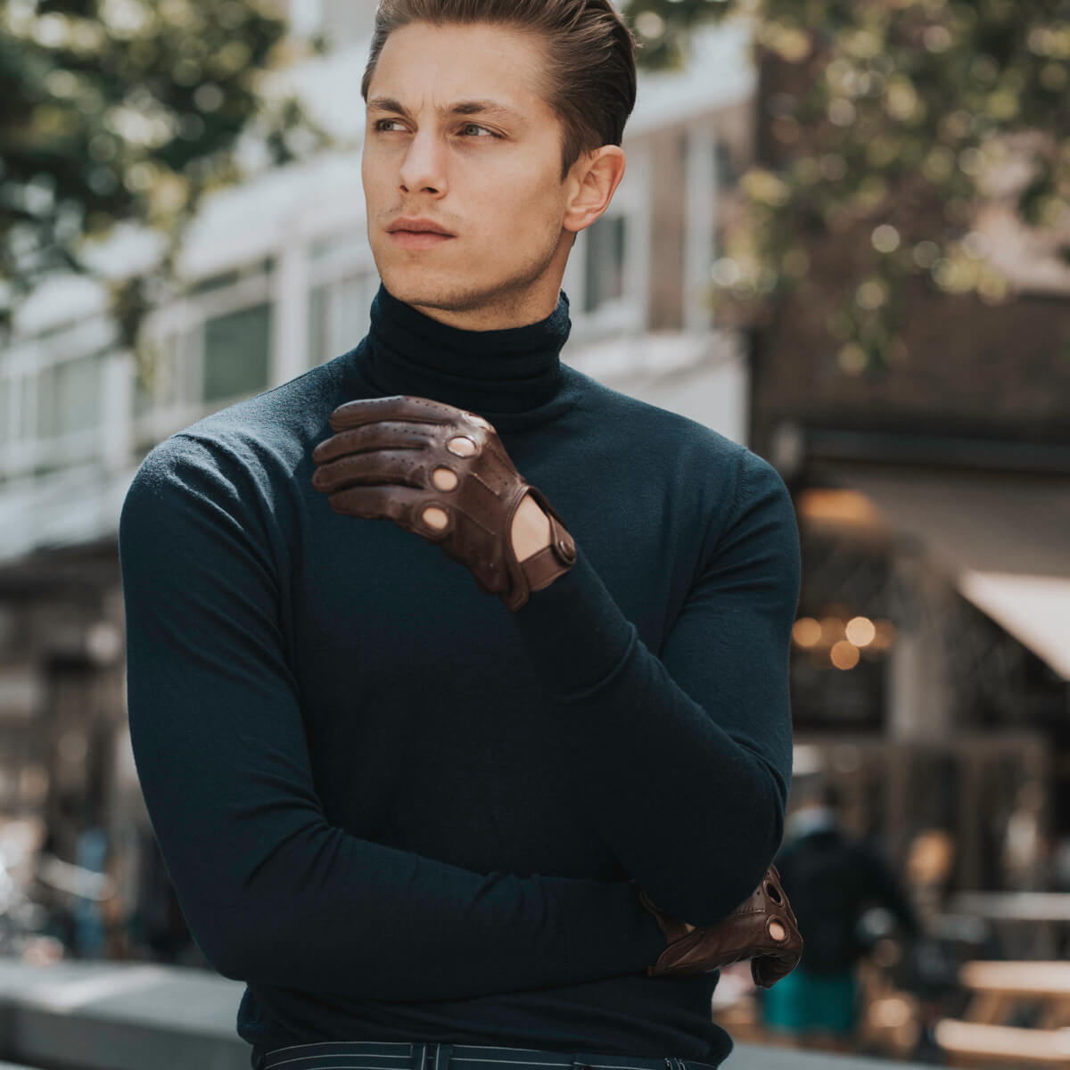 Mario (brown) - Italian lambskin leather driving gloves & touchscreen feature  - Leather Gloves Online - Luxury Leather Gloves - 7