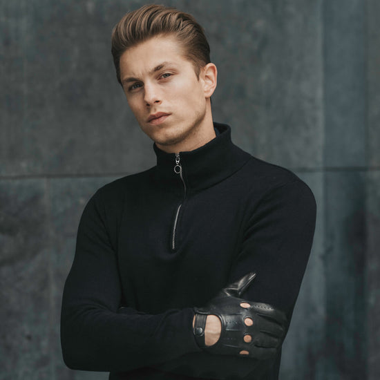 Mario (black) - Italian lambskin leather driving gloves & touchscreen feature - Leather Gloves Online - Luxury Leather Gloves - 10