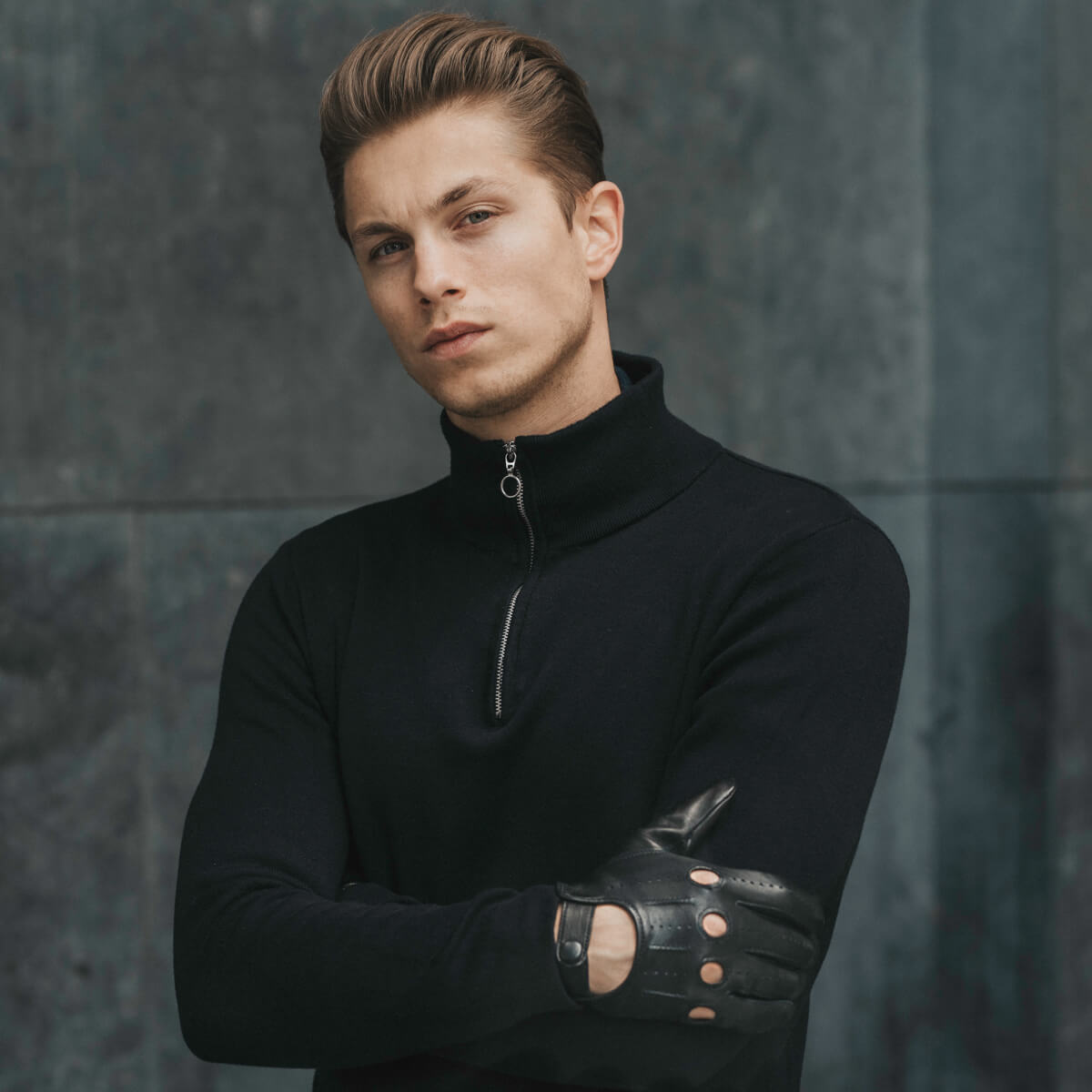 Mario (black) - Italian lambskin leather driving gloves - Leather Gloves Online - Luxury Leather Gloves - 10