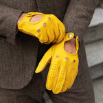 Leonardo (yellow) - Italian driving gloves made of American deerskin leather - Leather Gloves Online - Luxury Leather Gloves - 6