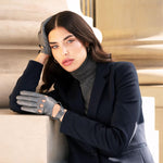 Alessa (grey) - classic Italian lambskin leather driving gloves- Leather Gloves Online - Luxury Leather Gloves - 2