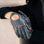 Alessa (grey) - classic Italian lambskin leather driving gloves- Leather Gloves Online - Luxury Leather Gloves - 3