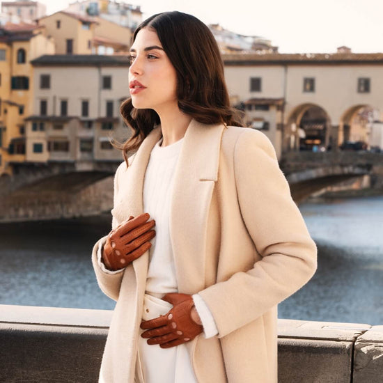 Alessa (cognac) - classic Italian lambskin leather driving gloves- Leather Gloves Online - Luxury Leather Gloves - 5