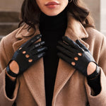 Alessa (black) - classic Italian lambskin leather driving gloves Leather Gloves Online - Luxury Leather Gloves - 7