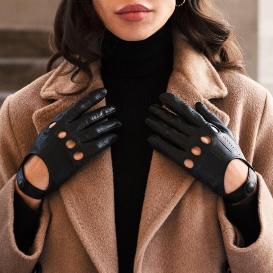 Alessa (black) - classic Italian lambskin leather driving gloves Leather Gloves Online - Luxury Leather Gloves - 7